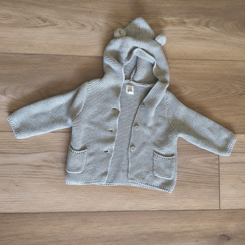 GAP Gray Knitted Kids Jacket with Bear Ears